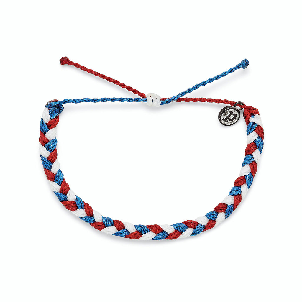 Pura Vida Braided Bracelet : Red White Blue