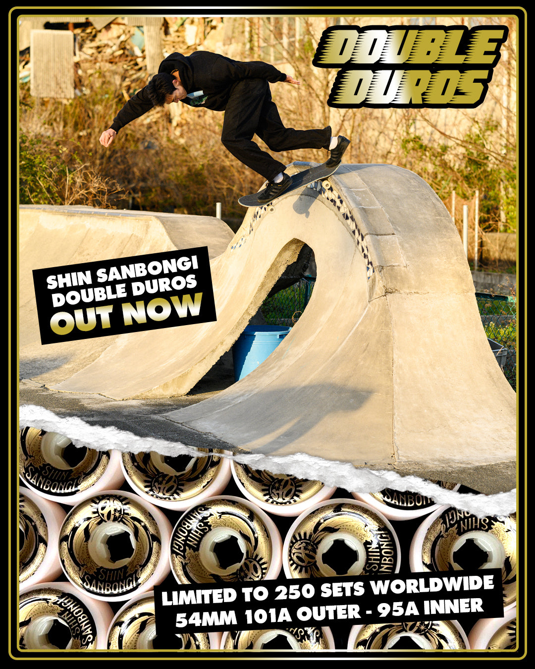 OJ Wheels 54mm Shin Sanbongi Dolphins Gold Double Duro White Mini Combo 101a/95a - White