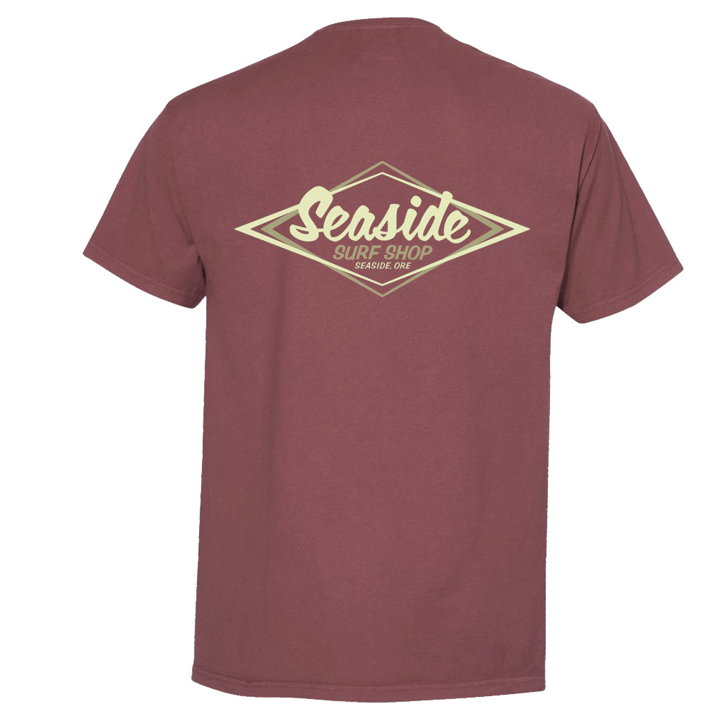 Seaside Surf  Garment Dyed Vintage Logo S/S Tee - Maroon