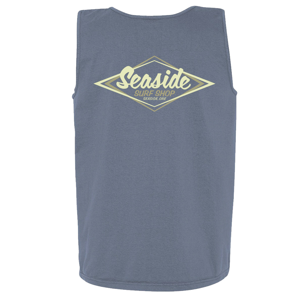 Seaside Surf Garment Dyed Vintage Logo Tank Tee - Deep Blue