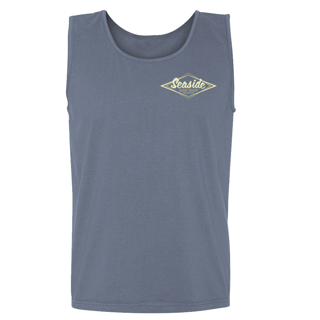 Seaside Surf Garment Dyed Vintage Logo Tank Tee - Deep Blue