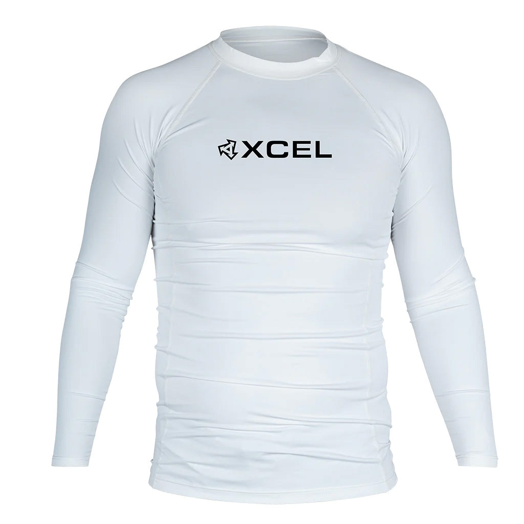 Xcel Mens Premium Stretch L/S UV Rashguard - White