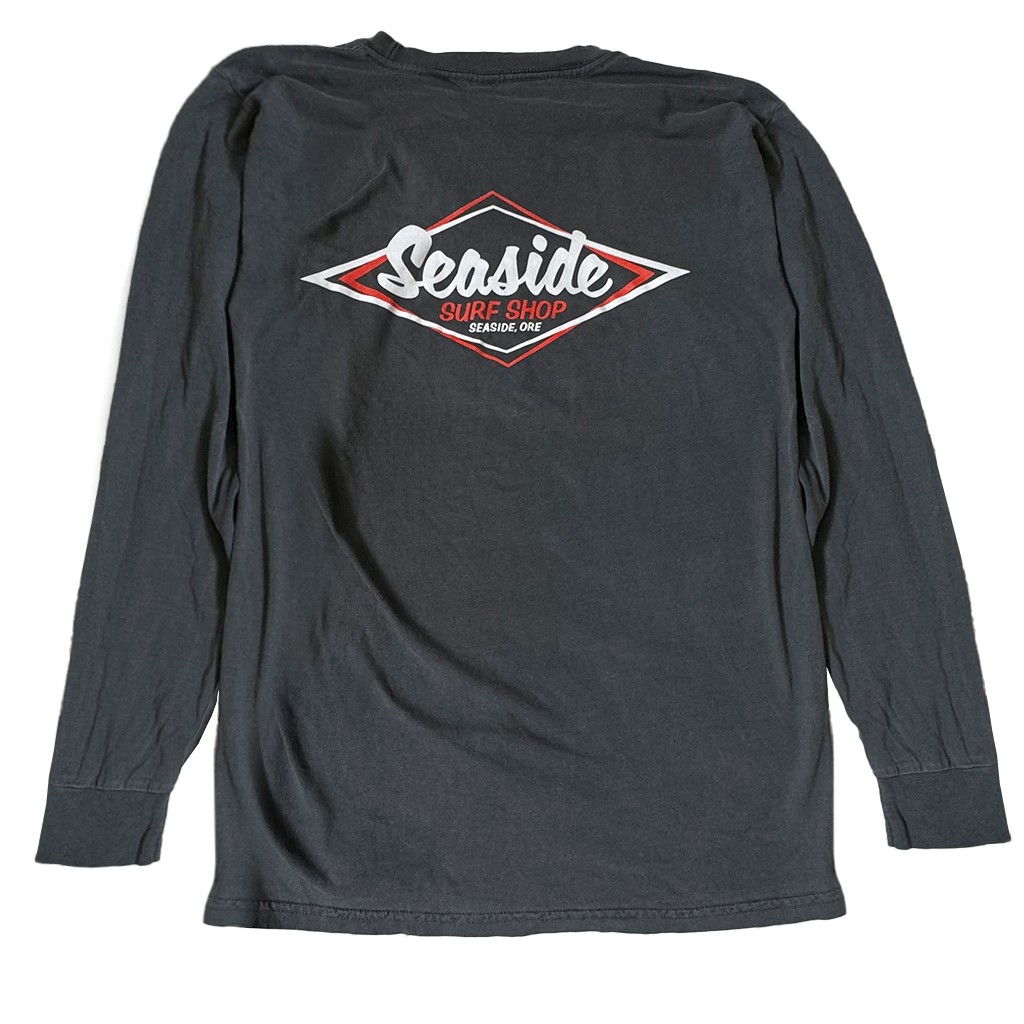 Seaside Surf Garment Dyed Vintage Logo L/S Tee - Smoke