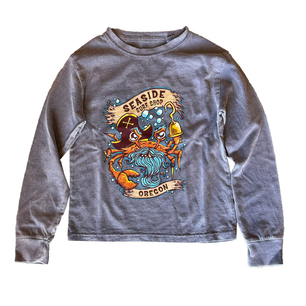 Seaside Surf Shop Pirate Crab Youth L/S Tee - Indigo