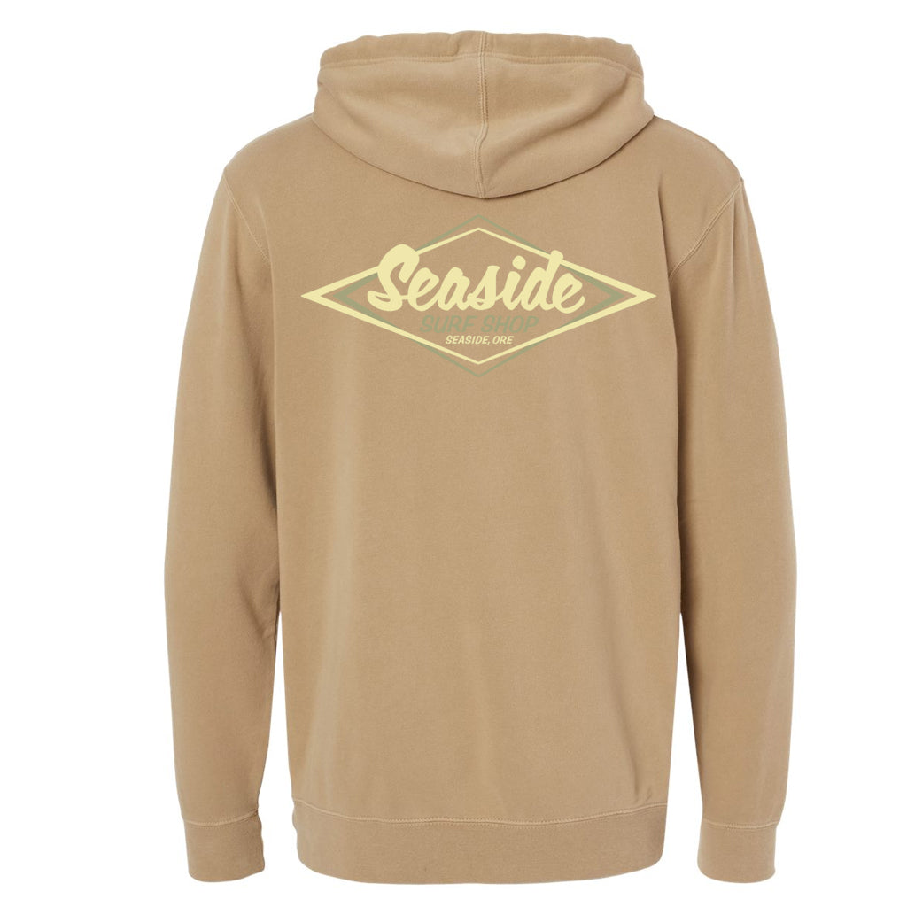 Seaside Surf Shop Vintage Logo Bomber Hoody Sweatshirt - Khaki