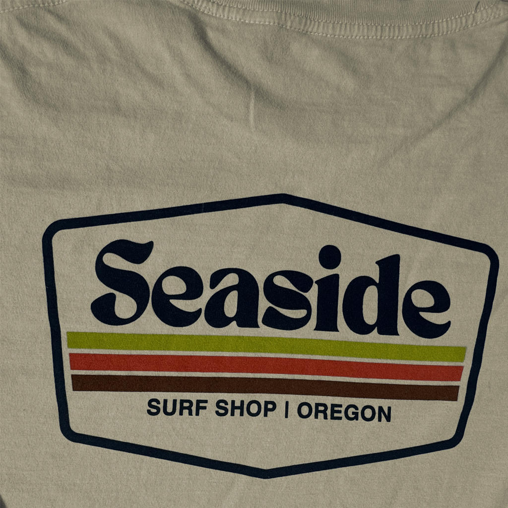 Seaside Surf Garment Dyed Retro Badge L/S Tee - Cappuccino