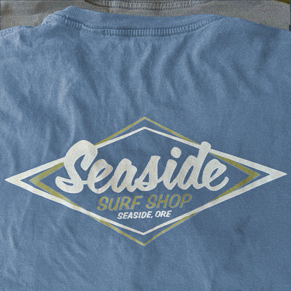 Seaside Surf  Garment Dyed Vintage Logo S/S Tee - Deep Blue