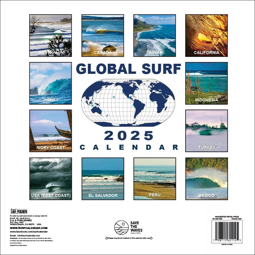 Global Surf Save the Waves Coalition 2025 Surfing Calendar