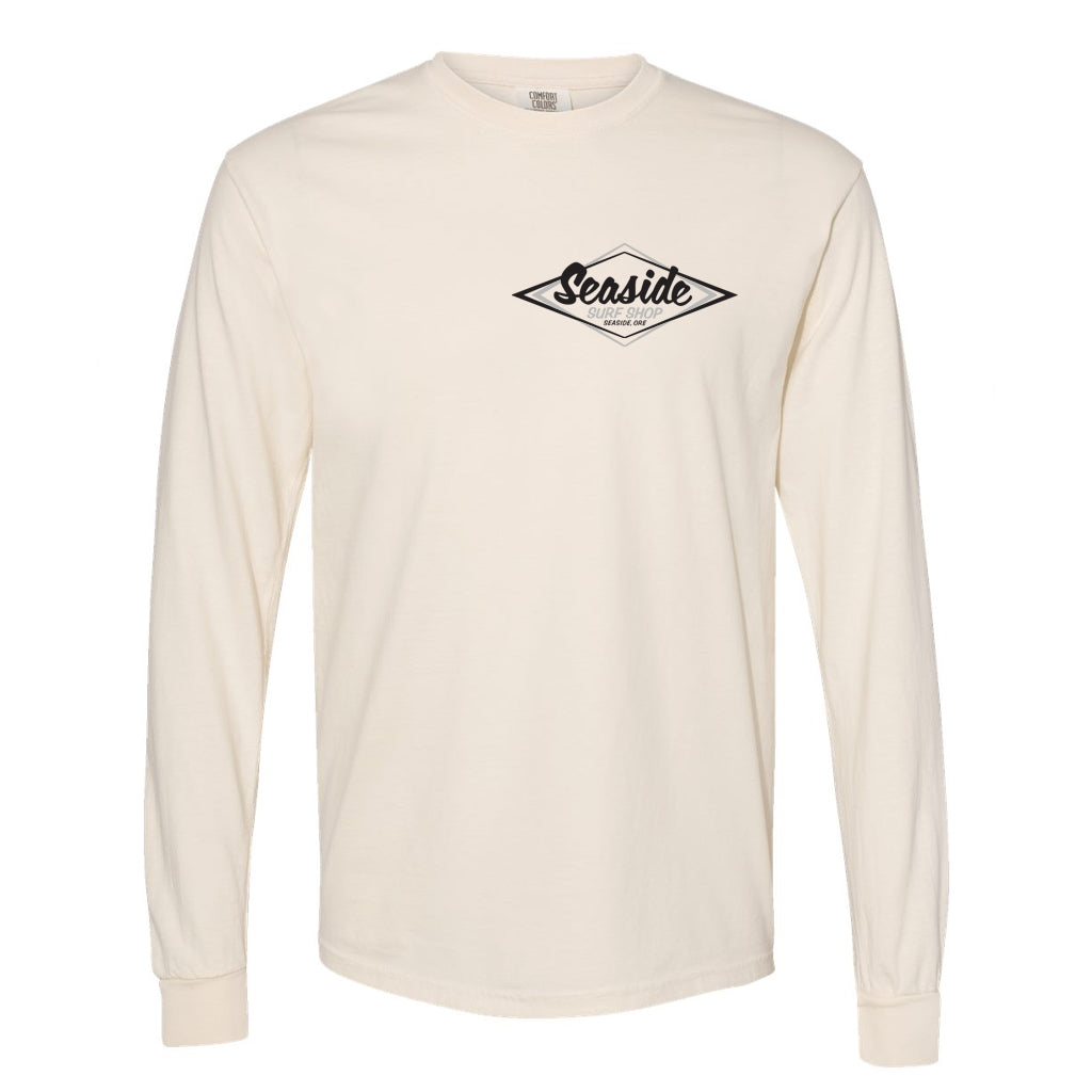 Seaside Surf  Garment Dyed Vintage Logo L/S Tee - Ivory