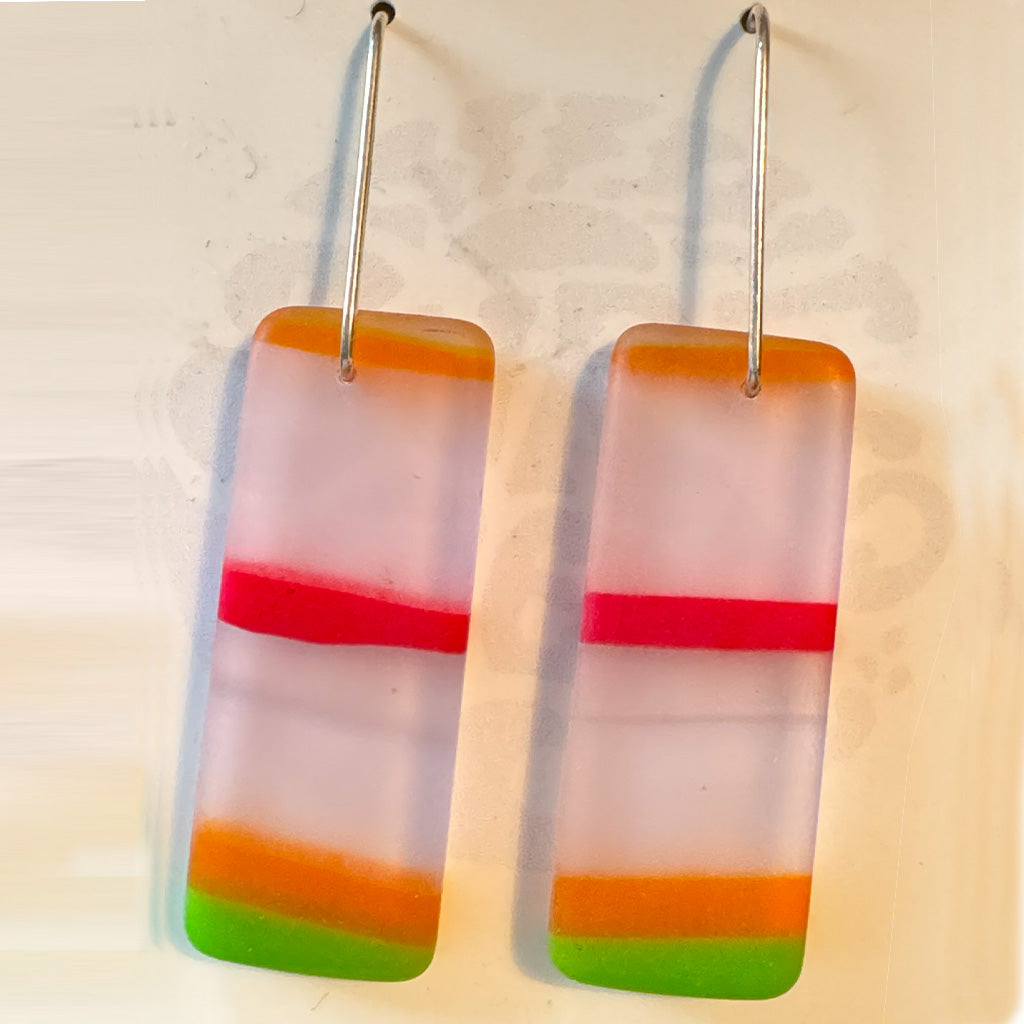 Surf Gems Sustainable Earrings - Orange/Red/Clear/Green - Seaside Surf Shop 