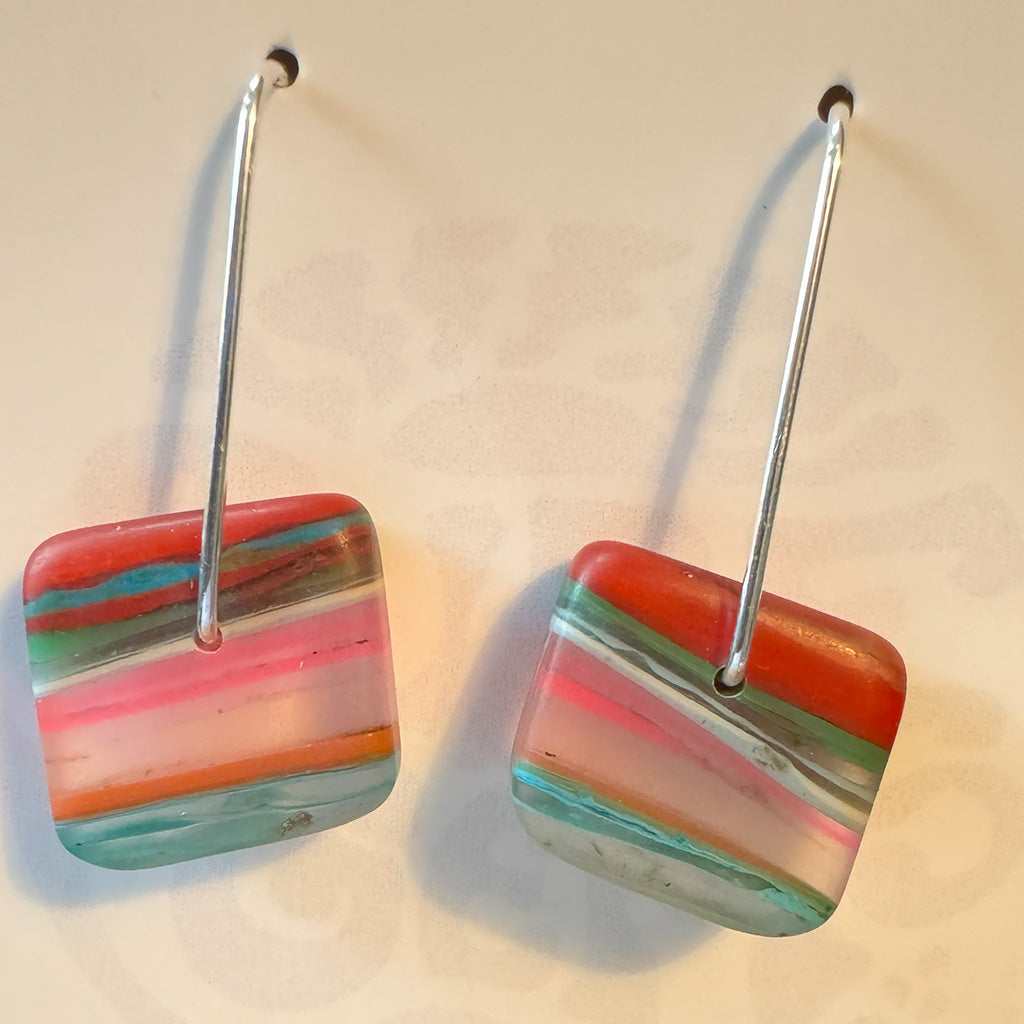 Surf Gems Sustainable Earrings - Pink/Red/Aqua - Seaside Surf Shop 