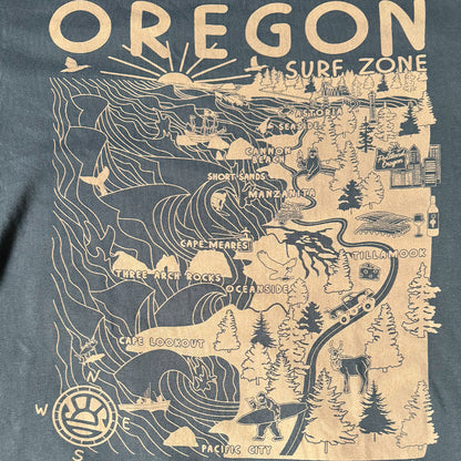 Distant Local x Seaside Surf OREGON Surf Zone Map S/S Tee Unisex - Harbor Blue