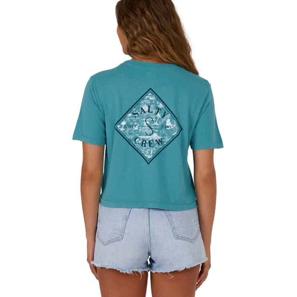 Salty Crew Womens Tippet Fill Crop Tee - Sea Green