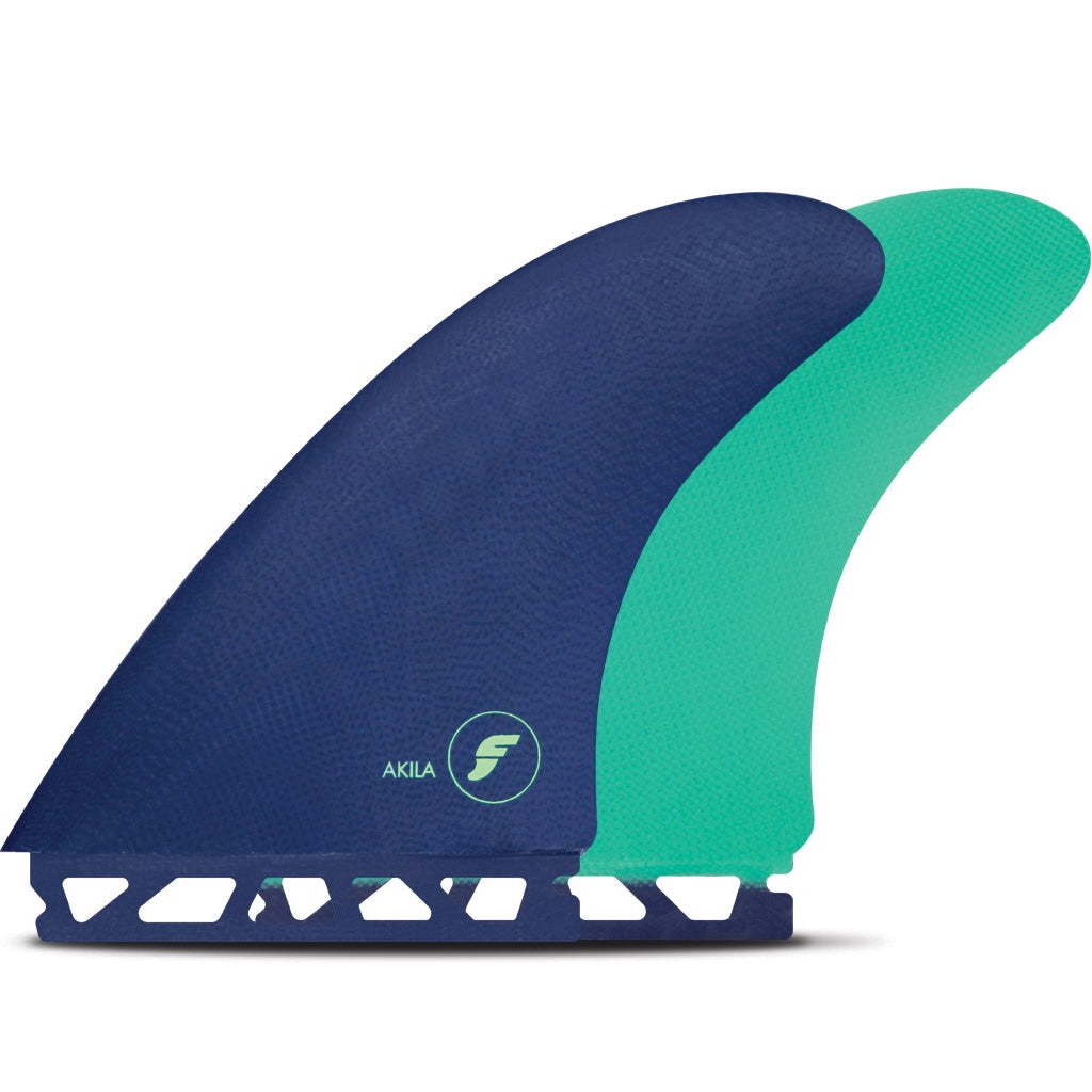 Futures Fins - Akila Aipa Fiberglass Twin Fin Set - Dark Purple/Mint - Seaside Surf Shop 