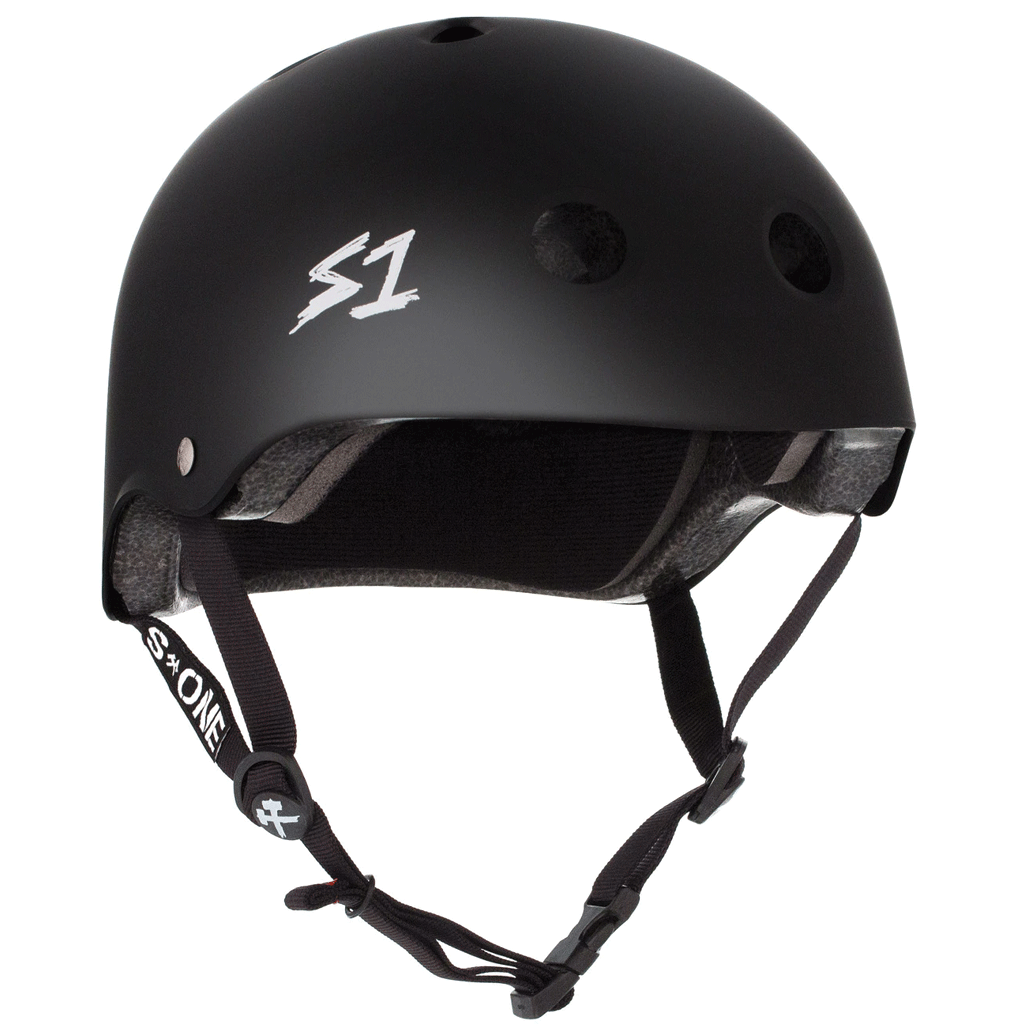 S1 Lifer Skate Helmet Black Matte Black Straps - Medium